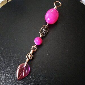 Flirty Girlie Pendant - Copper + Rose Pink Beads - Playful Upbeat Spring Vibes